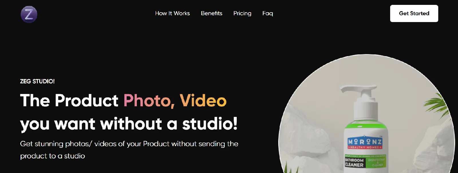 Screenshot of the ZEG homepage