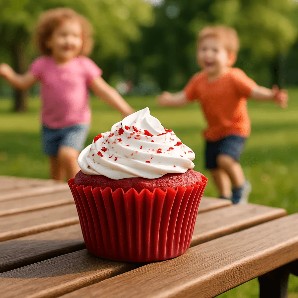 cupcake in a park with kids in the background made on caspa AI
