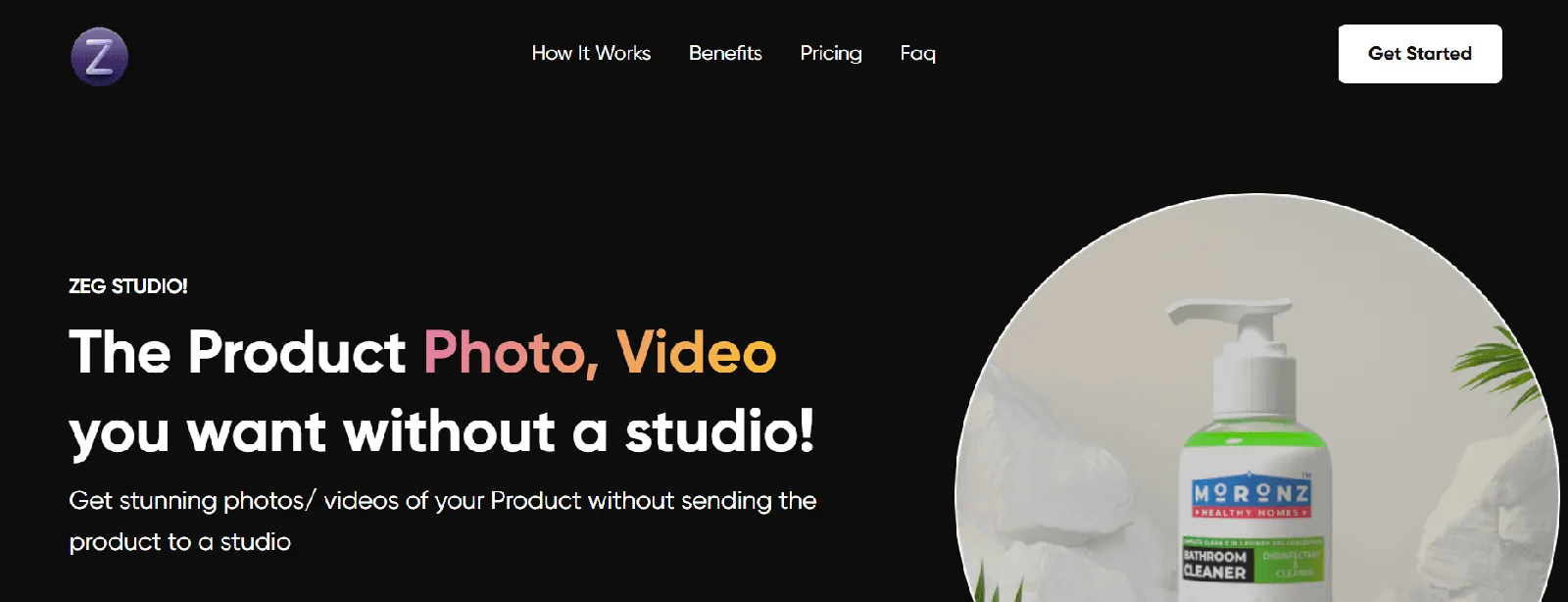 Screenshot of the Zeg AI homepage