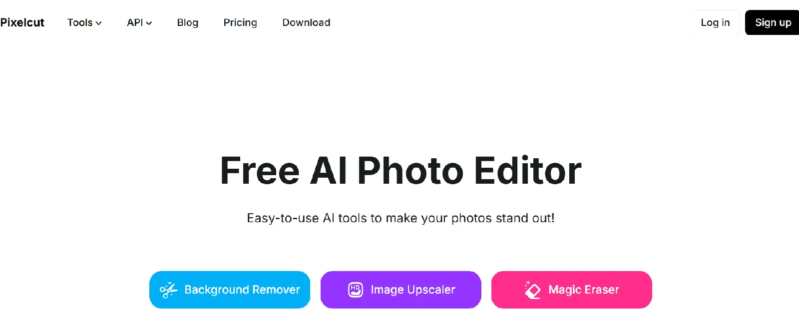 Screenshot of the Pixelcut homepage