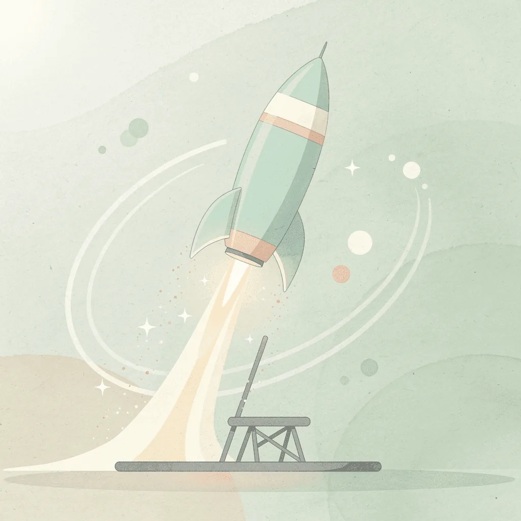 Scene of a brand launching upward from a platform representing AI-powered ecommerce growth