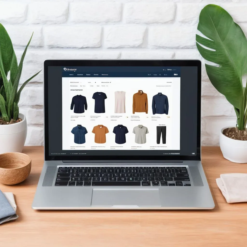 online shopping on a laptop screen