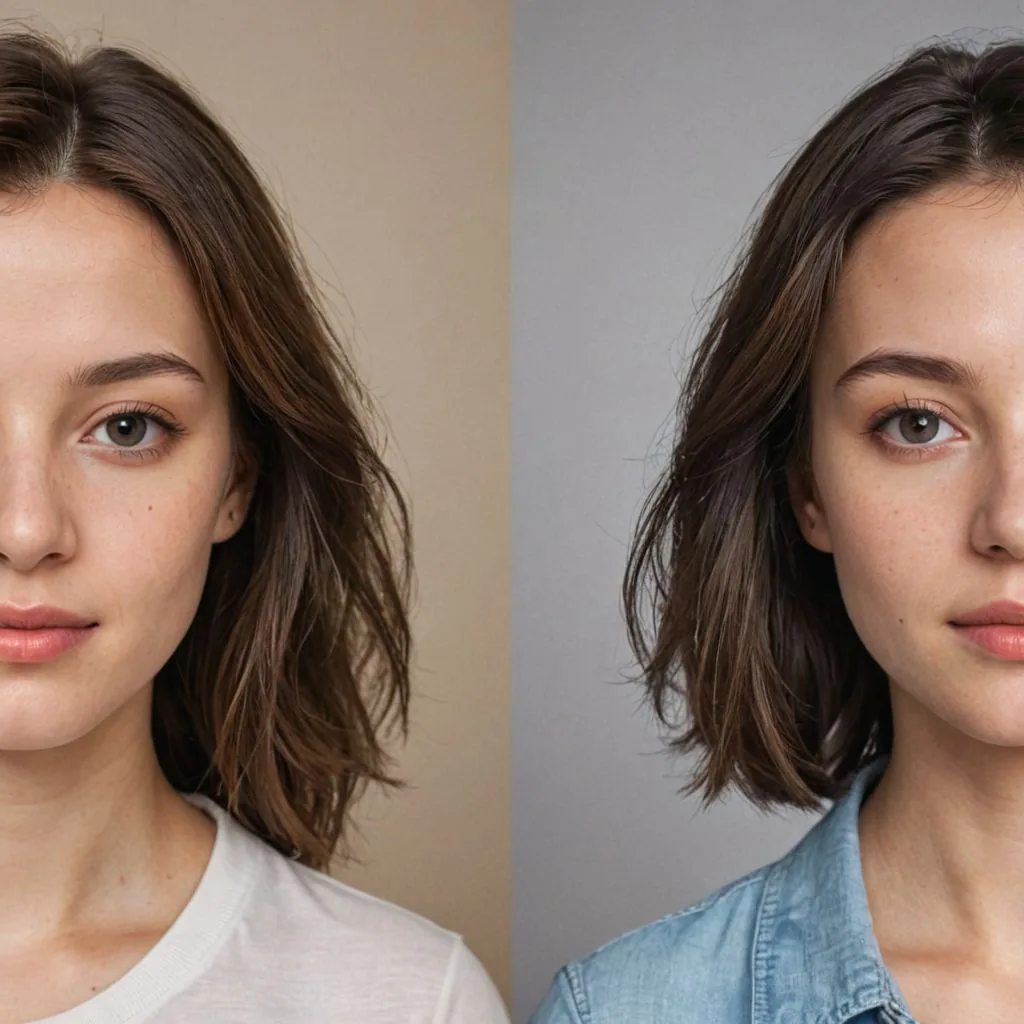 portrait of realistic vs AI looking photo