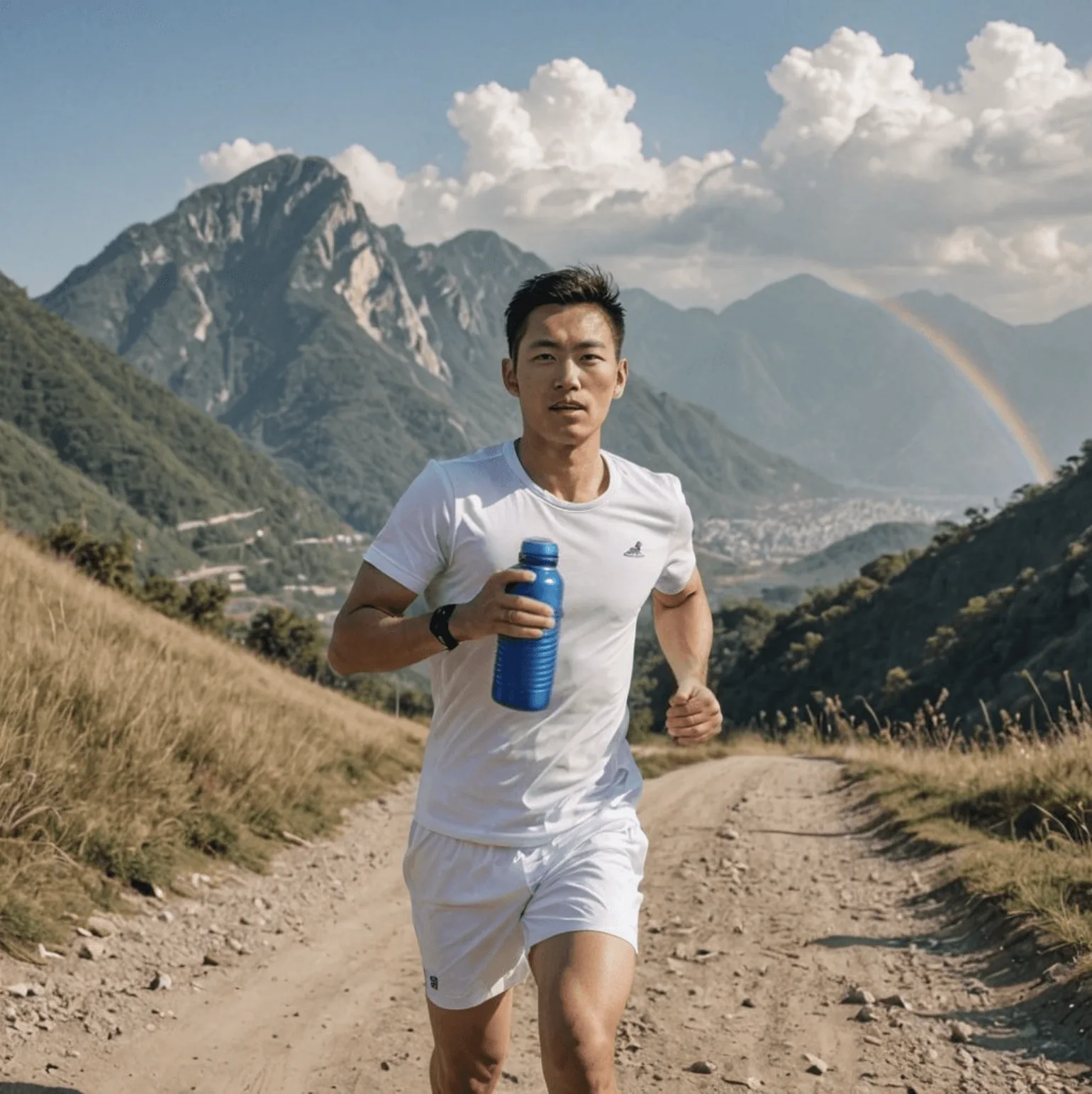 34 year old man running in the hills
