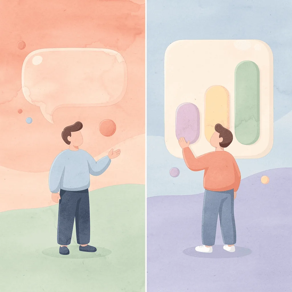 Scene illustration contrasting traditional photography studio with modern ecommerce workflow