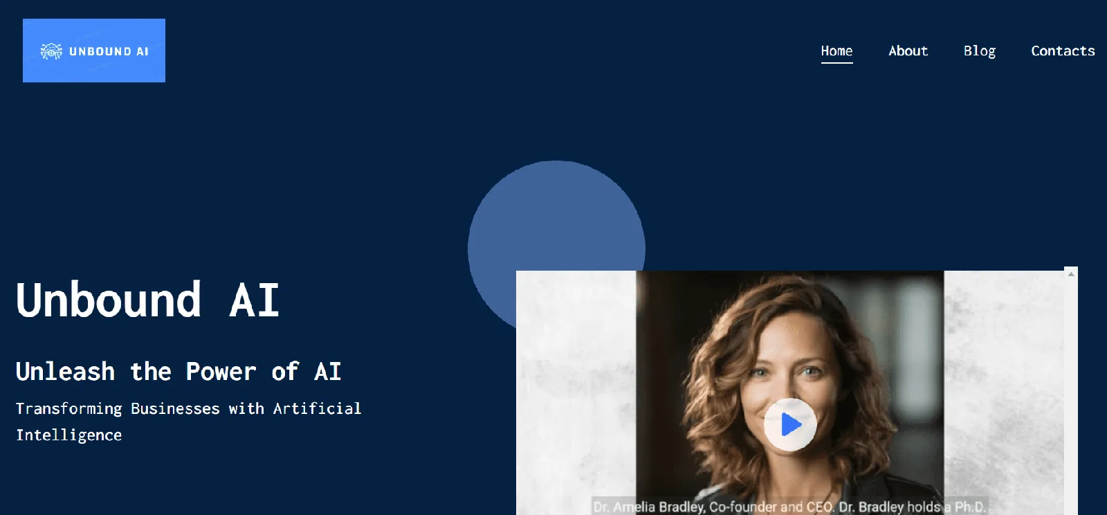 Screenshot of the Unbound homepage, an AI content platform for businesses