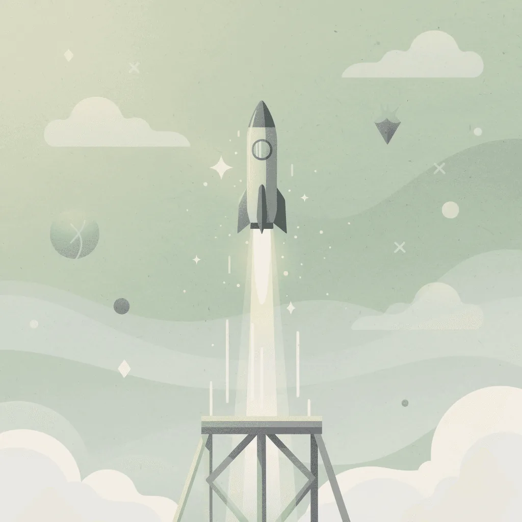 Scene illustration of growth launching upward while costs remain stable
