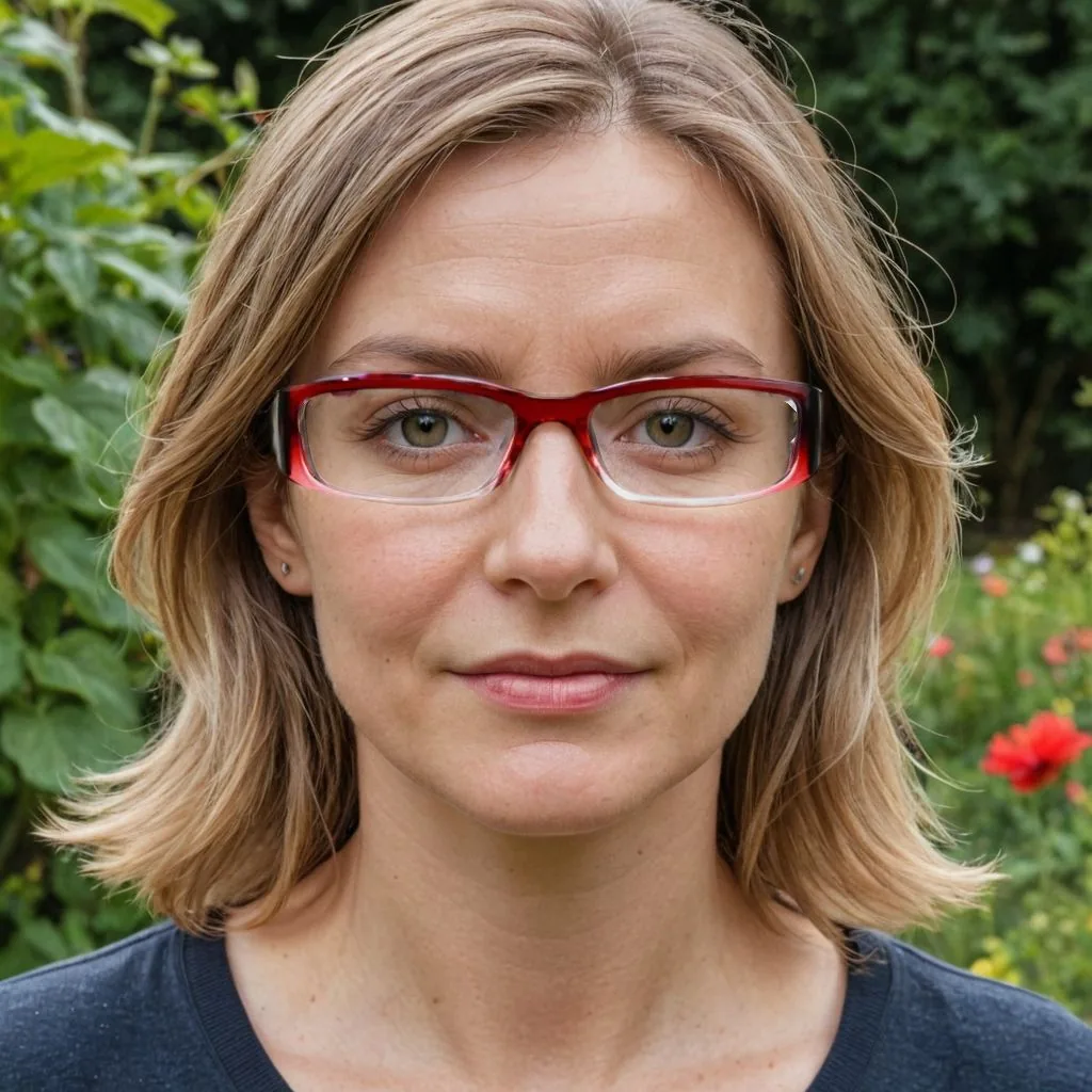 40 year old woman wearing glasses