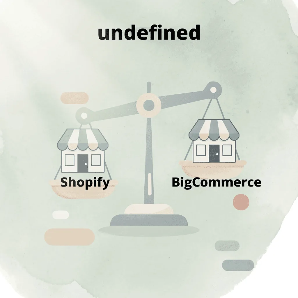 Balance scale comparing Shopify and BigCommerce as equally weighted platform options