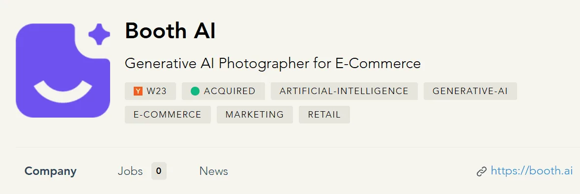Screenshot of the Booth AI homepage, an AI product photographer for ecommerce