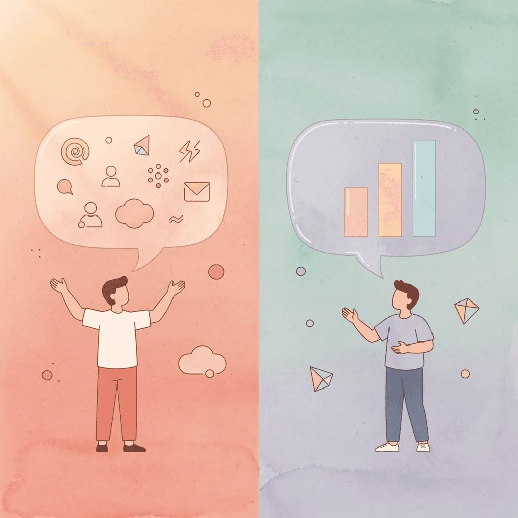 Scene showing two different types of sellers side by side