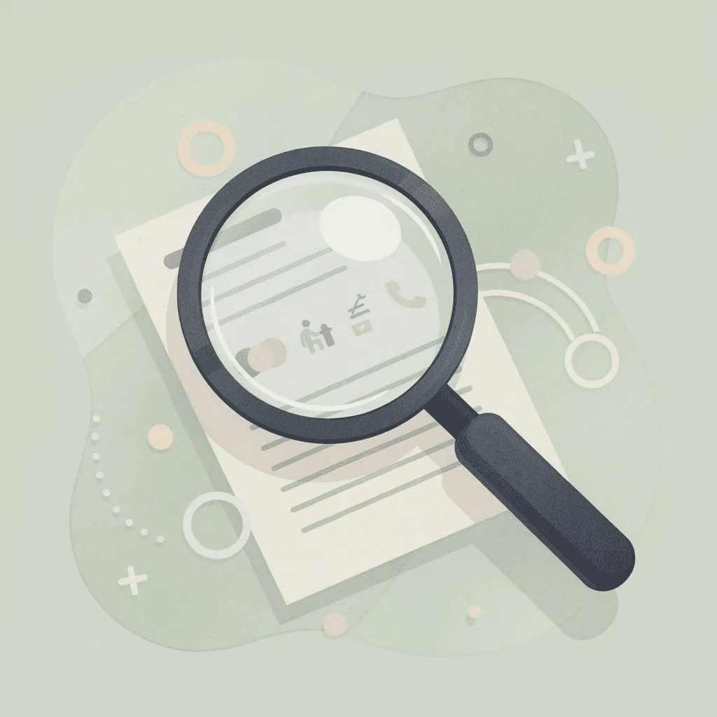 Scene of a magnifying glass auditing a product image for common mistakes