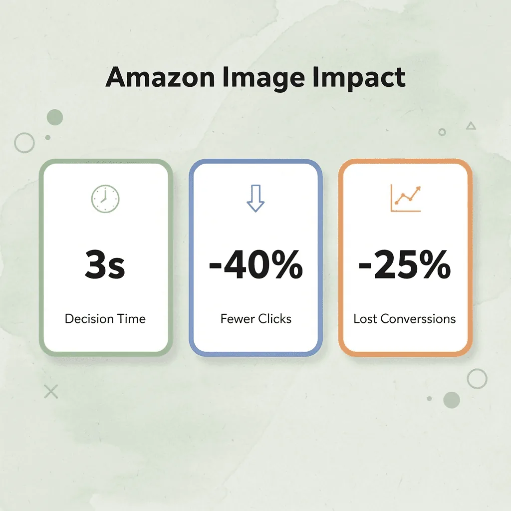 Stats infographic showing the impact of poor product images on Amazon performance