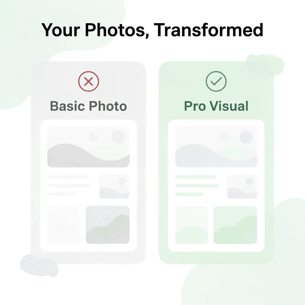 Before and after comparison of basic product photo versus professional lifestyle image