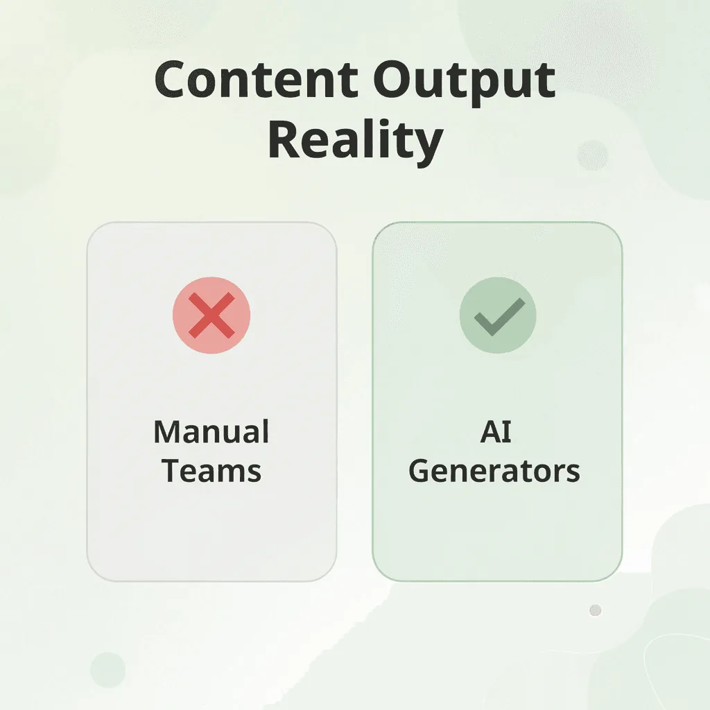 Before and after infographic comparing manual teams to AI video generators