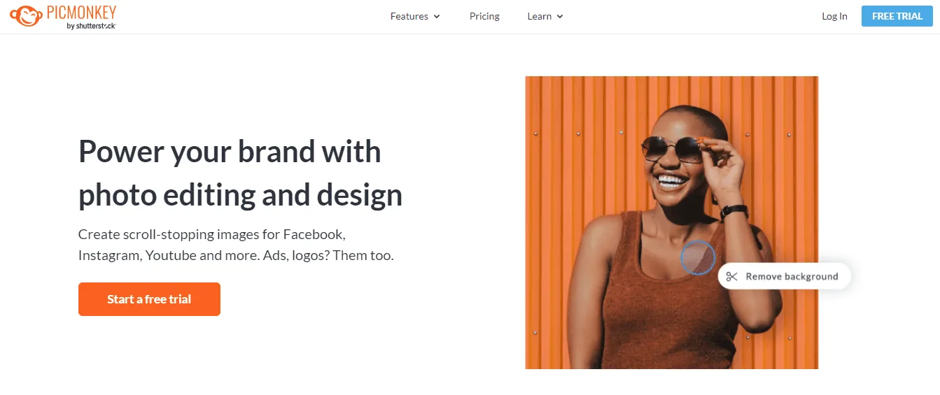 Screenshot of the PicMonkey homepage