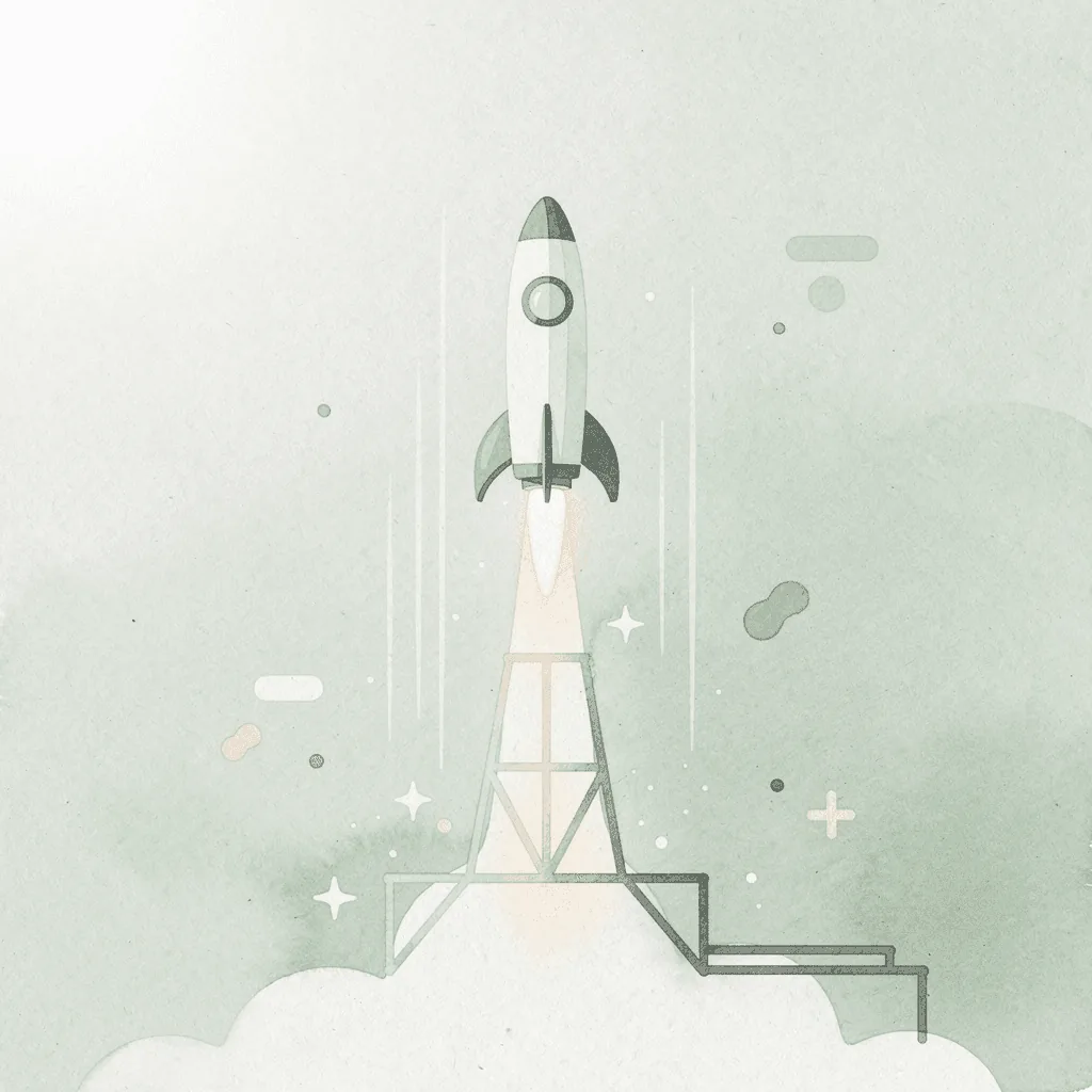  Scene illustration of a product launching upward, representing the appeal of starting to sell on Amazon