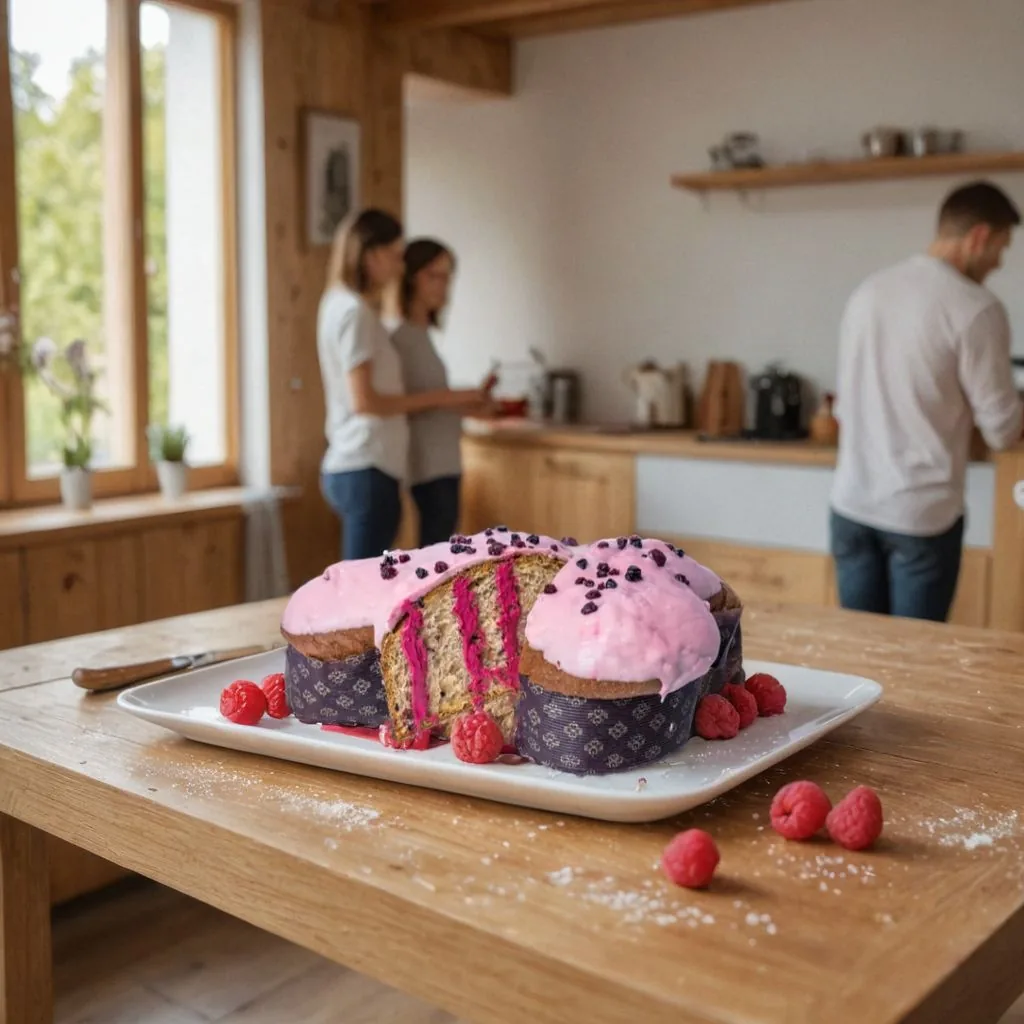raspberry cake on a table made on caspa AI