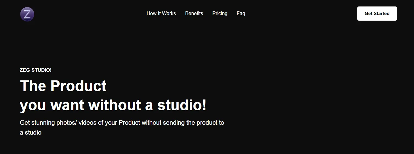 Screenshot of the Zeg AI homepage
