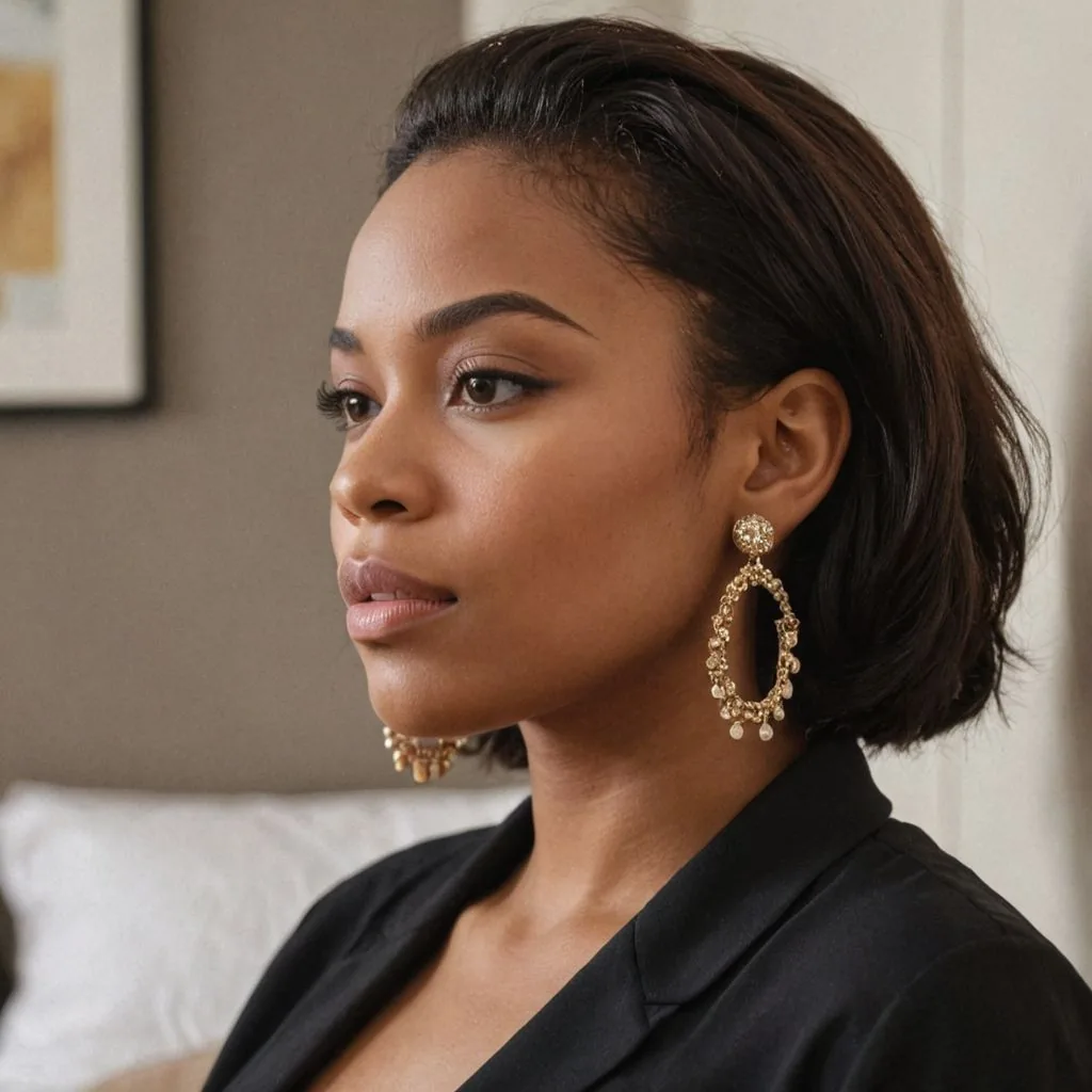 black woman earrings side profile made on caspa AI