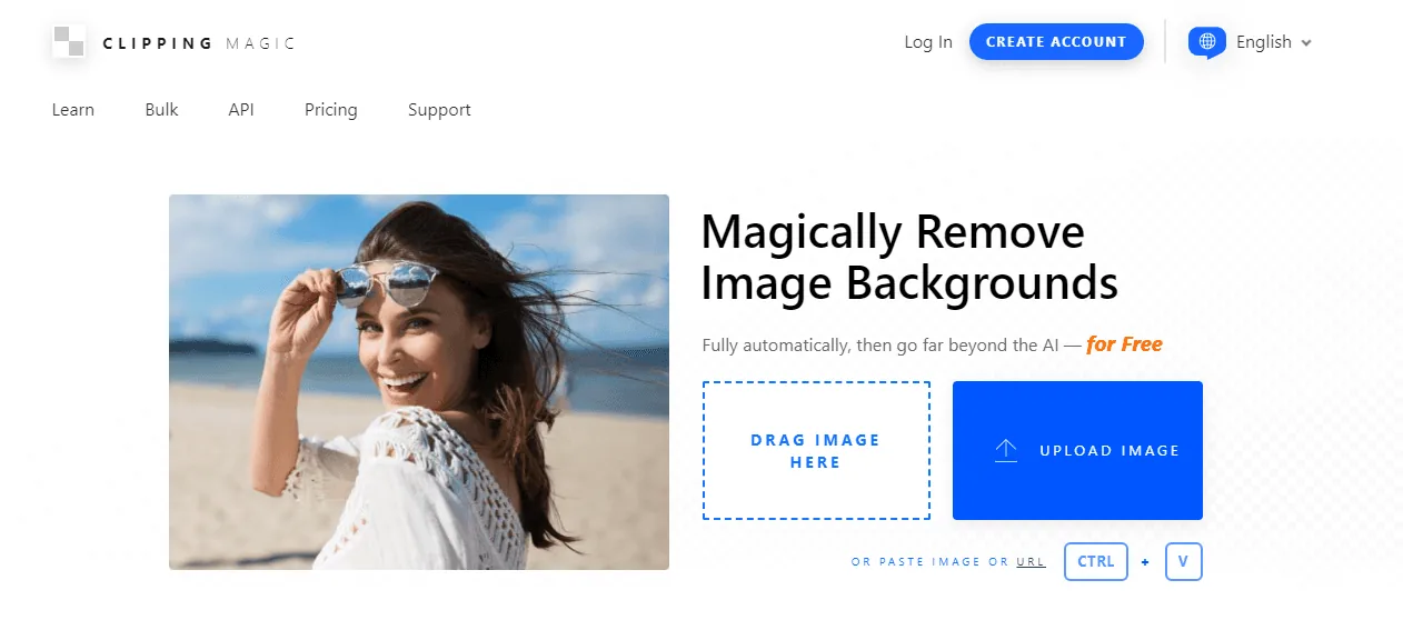 Screenshot of the Clipping Magic homepage
