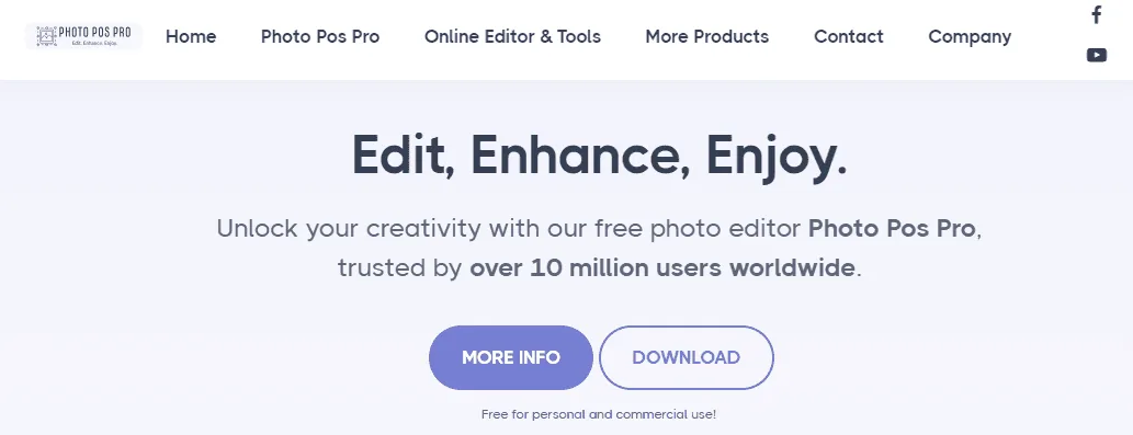 Screenshot of the Photo Pos Pro homepage