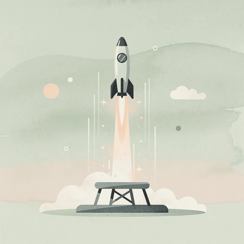 Scene illustration of an object launching upward, representing speed as a strategic competitive advantage