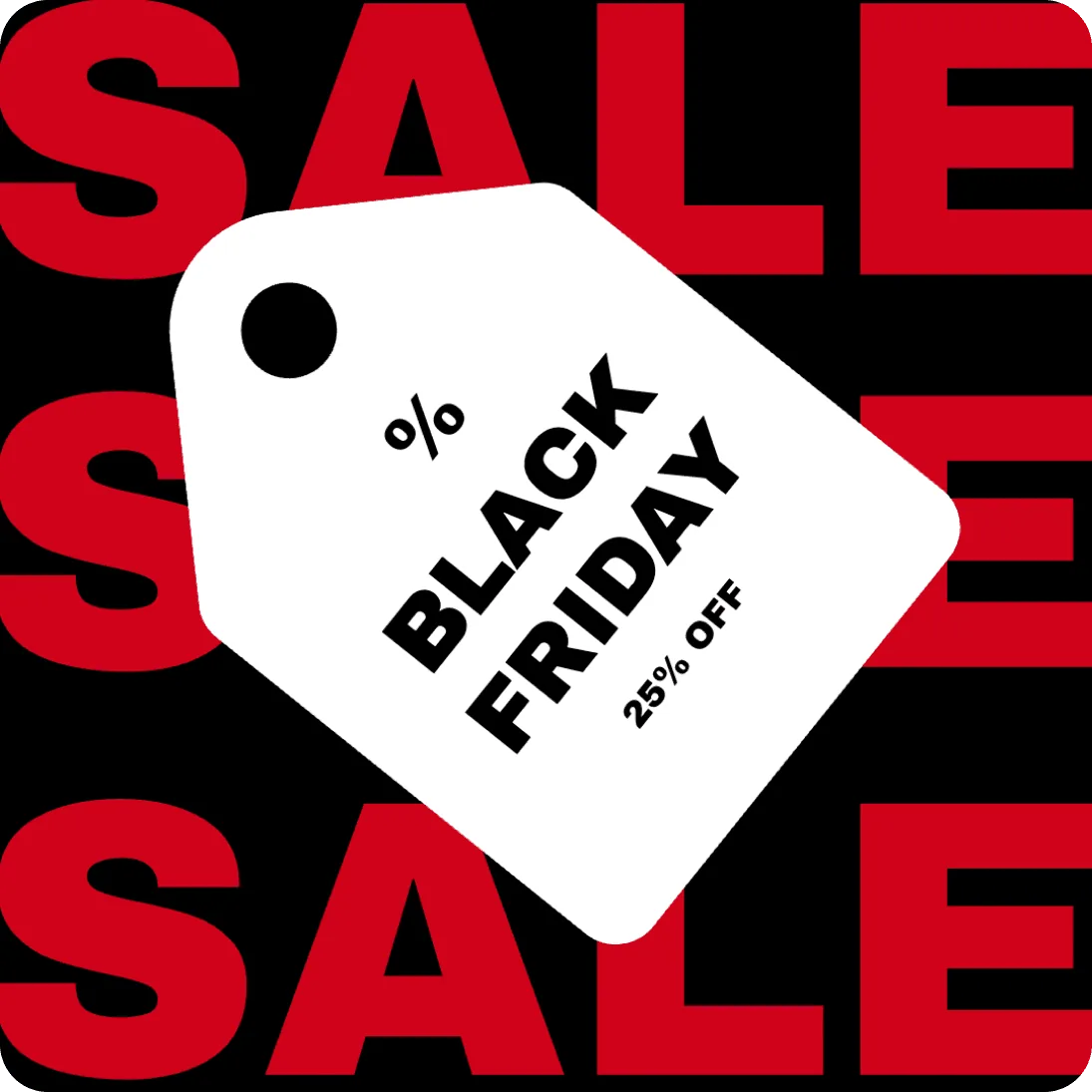 red, black and white for sale sign
