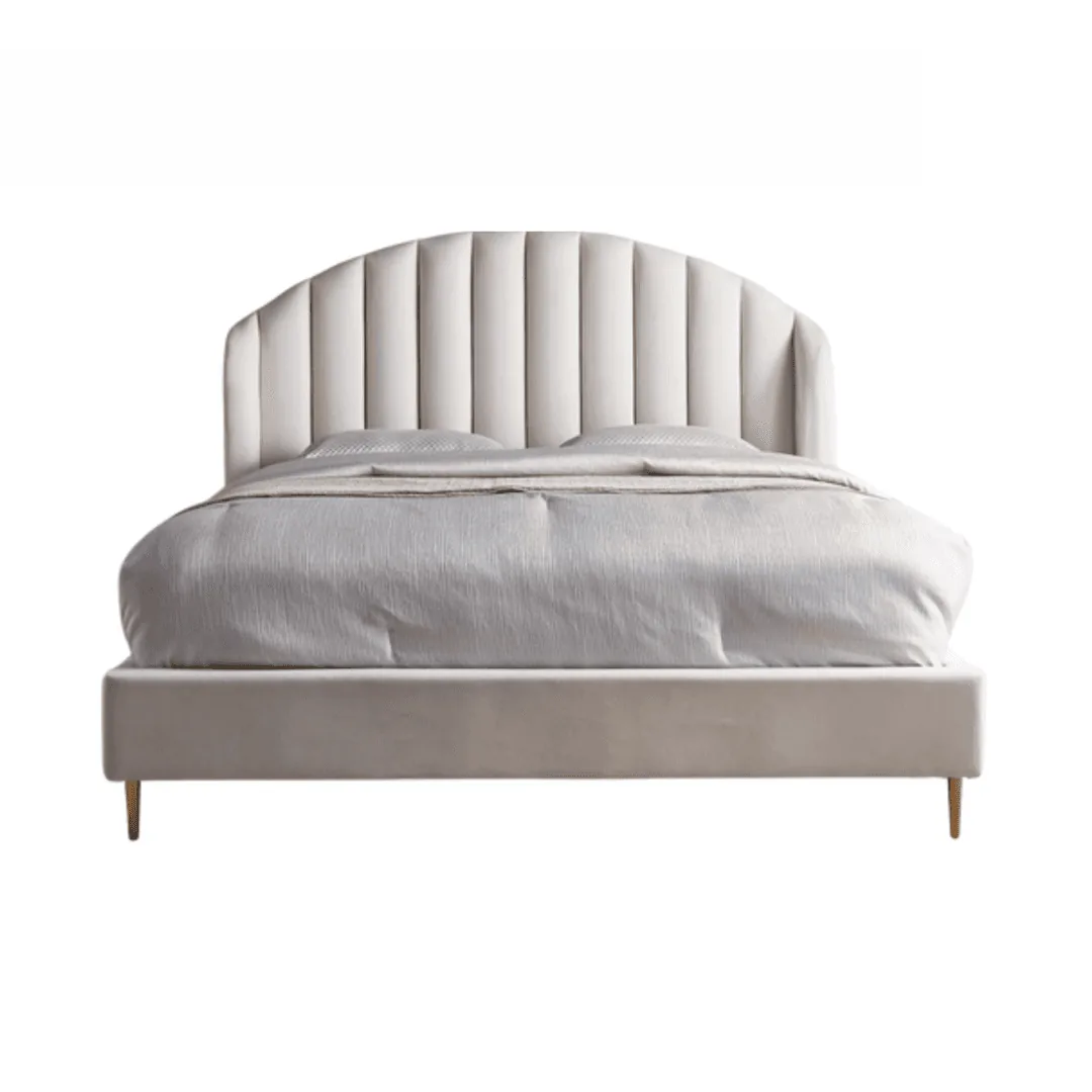 king-size bed on a white studio background