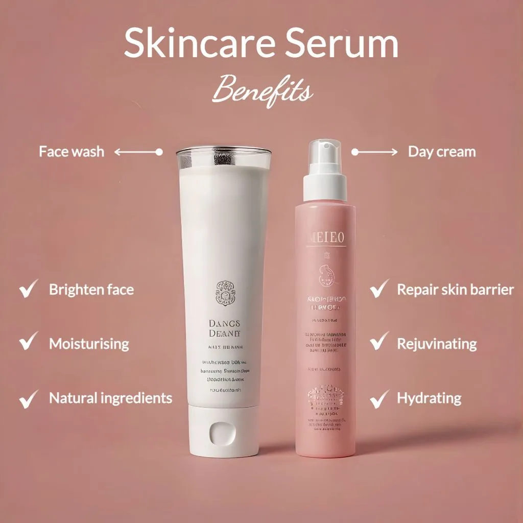 infographic of beauty products on a pink background