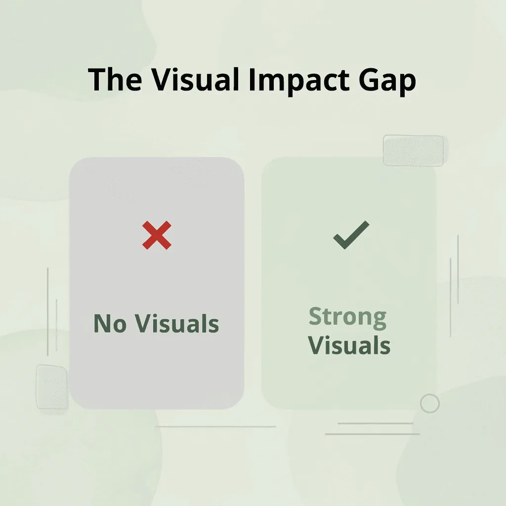 Before and after infographic showing the difference between weak and strong product visuals on conversions