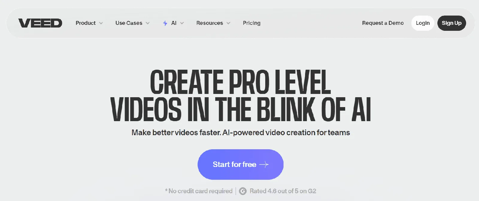 Screenshot of the VEED.IO homepage, an online video editing platform