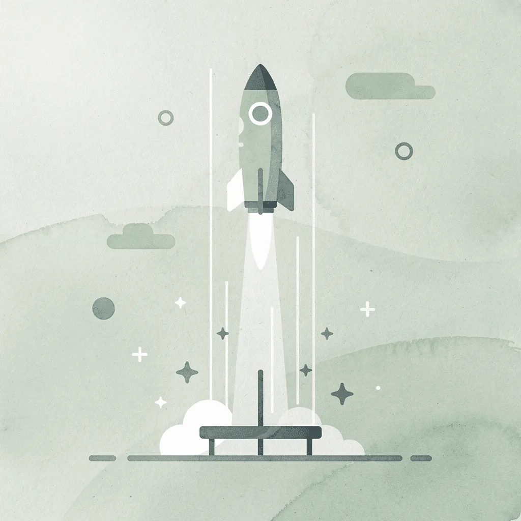 Scene illustration of a product launching upward, representing sales growth