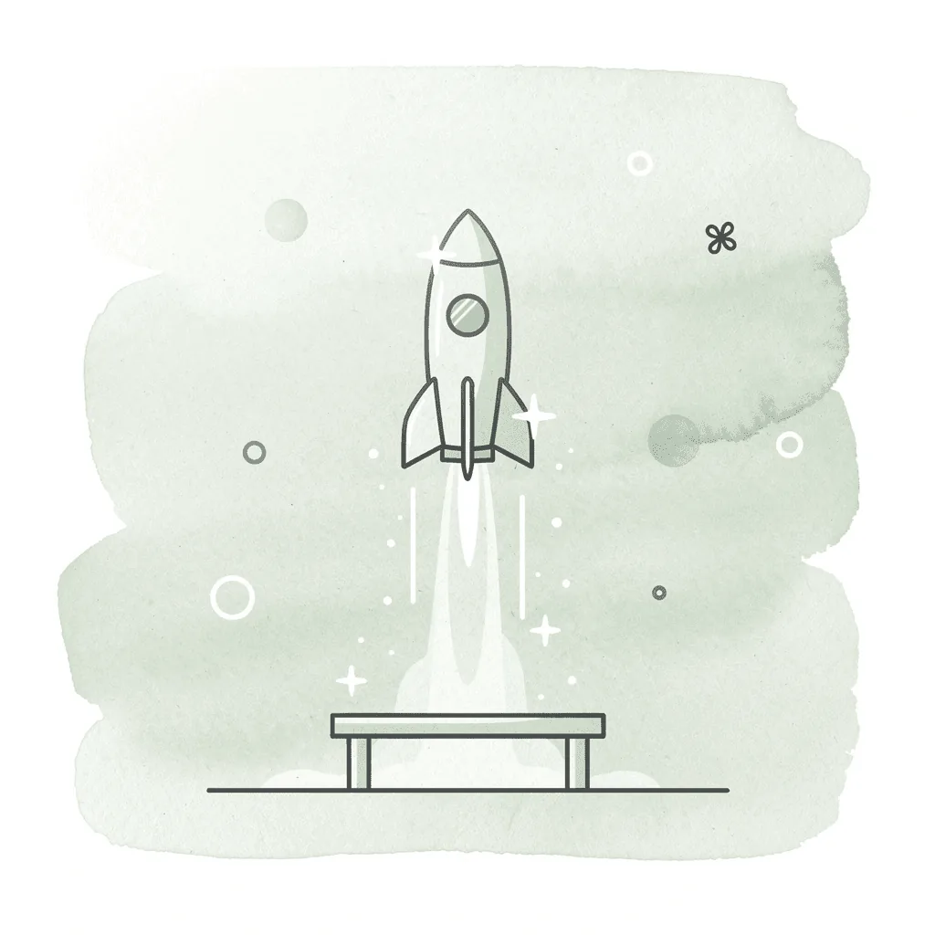 Scene illustration of a product launching upward, representing new seller ambitions on Amazon