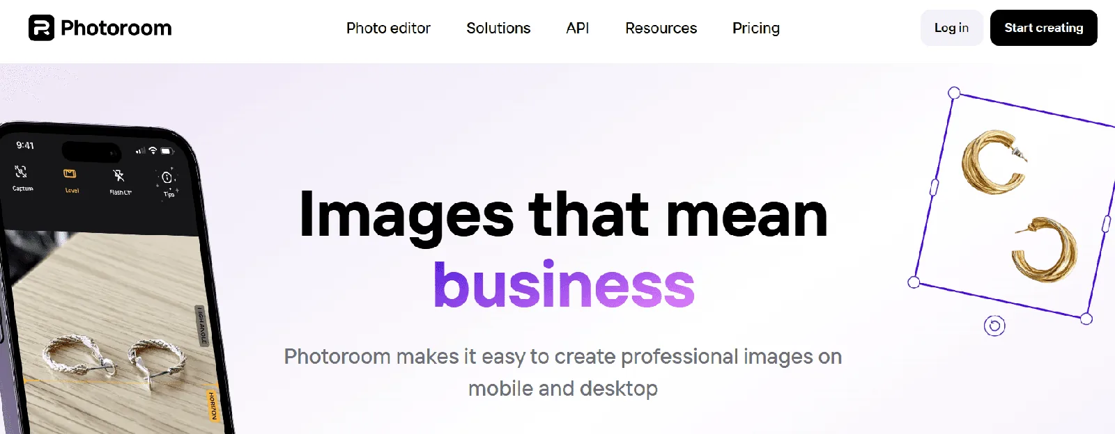 Screenshot of the Photoroom homepage